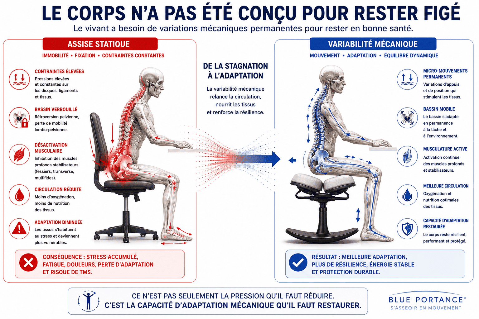 Assise statique vs variabilité mécanique : effets sur les troubles musculo-squelettiques - Blue Portance