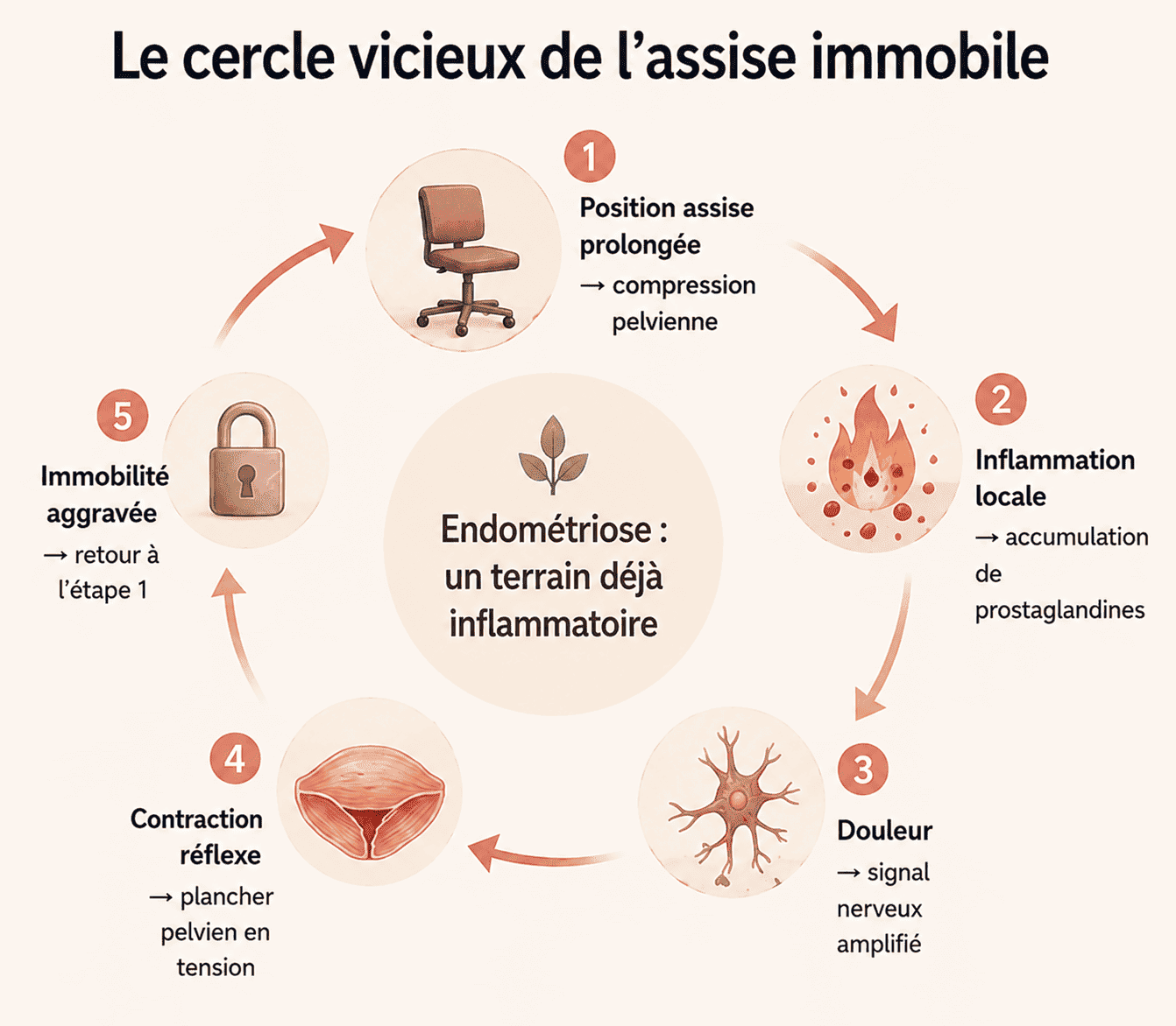 Le cercle vicieux de l'assise immobile dans l'endométriose